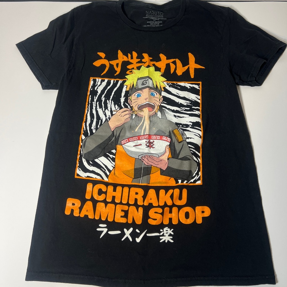 Naruto Shippuden Ichiraku Ramen Black T Shirt Size Small Orange Print Viz Media